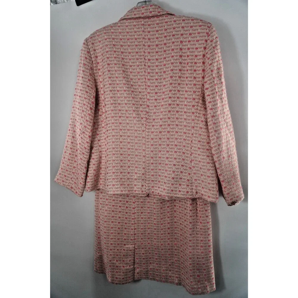 J.G. Hook Women 16 Pink Tweed Vintage Barbie CorpcorePlaid Blazer & Pencil Skirt